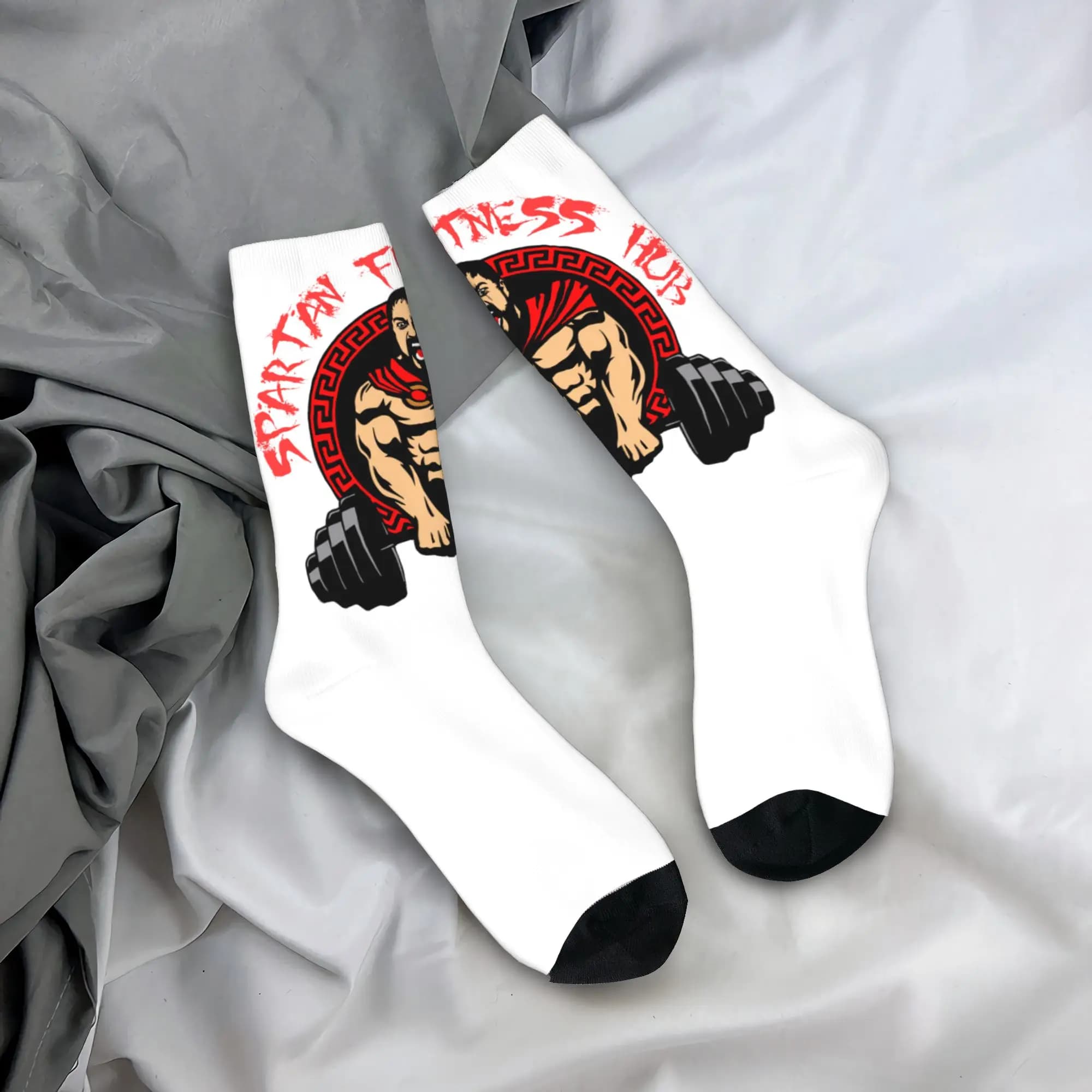 Custom Spartan Gym Men's Crew Socks Unisex Novelty Bodybuilding Fitness Muscle Spring Summer Autumn Winter Dress Socks