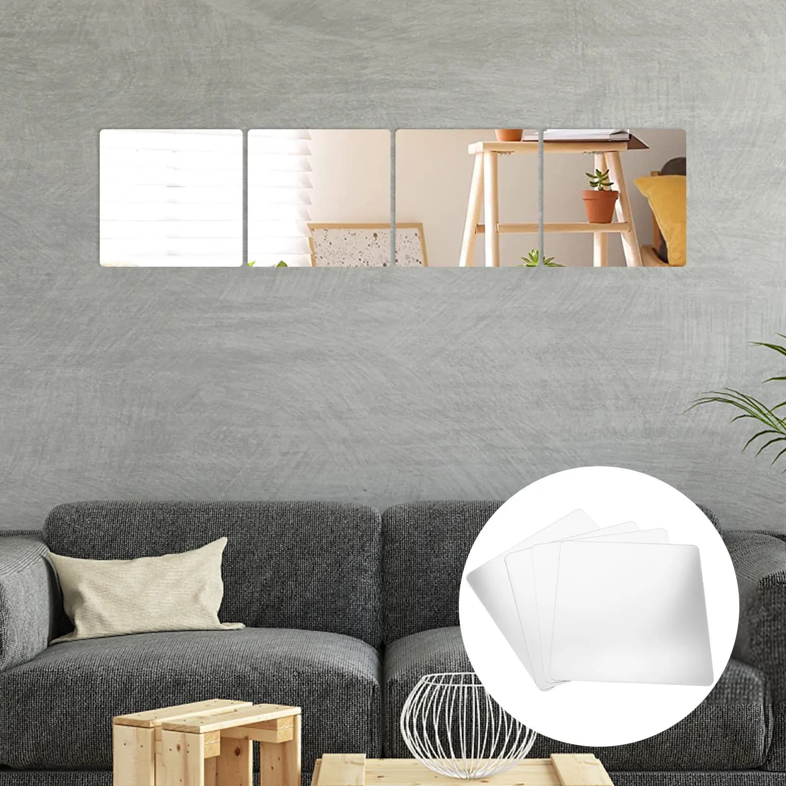 4 Pezzi di Specchi Adesivi Senza Vetro, Specchi da Parete Infrangibili Senza Cornice, Facili da Installare per Camera da Letto, Bagno, Soggiorno