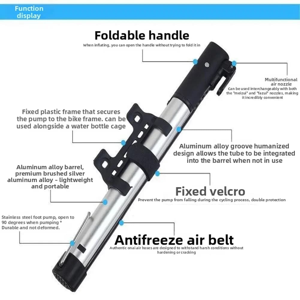 Pompa Portatile per Bicicletta da Montagna e Strada, Cilindro d'Aria, Pompa per Bici da Montagna, Pompa Domestica, Accessori per Attrezzatura da Ciclismo