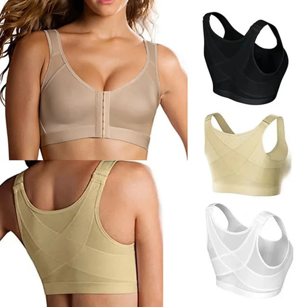 Reggiseni con gilet S-5XL Correttore di postura con chiusura frontale Reggiseno sollevabile da donna Push Up Cross Back Intimo antiurto Supporto sportivo Fitness