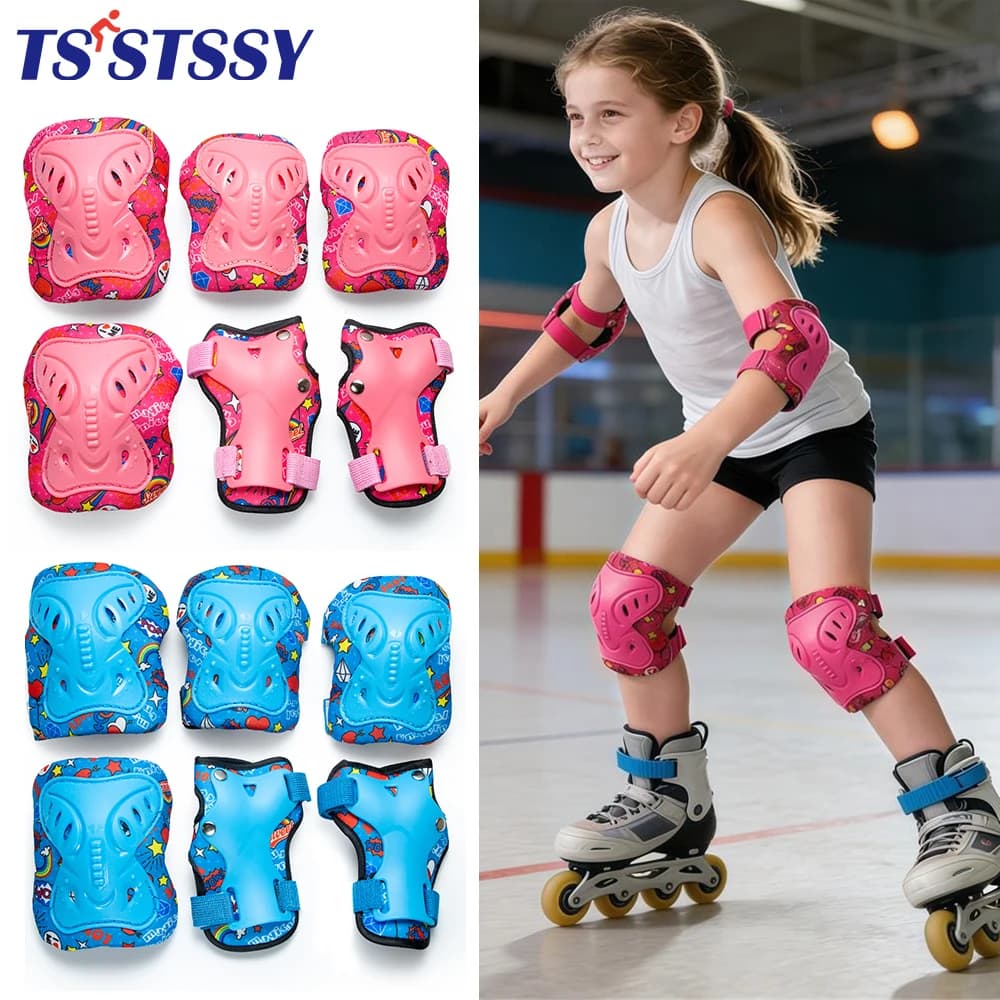 Set di 6 Pezzi di Protezioni per Bambini 3-12 Anni, Ginocchiere e Gomitiere con Protezioni per Polsi per Pattinaggio, Ciclismo, Bici, Rollerblade e Monopattino