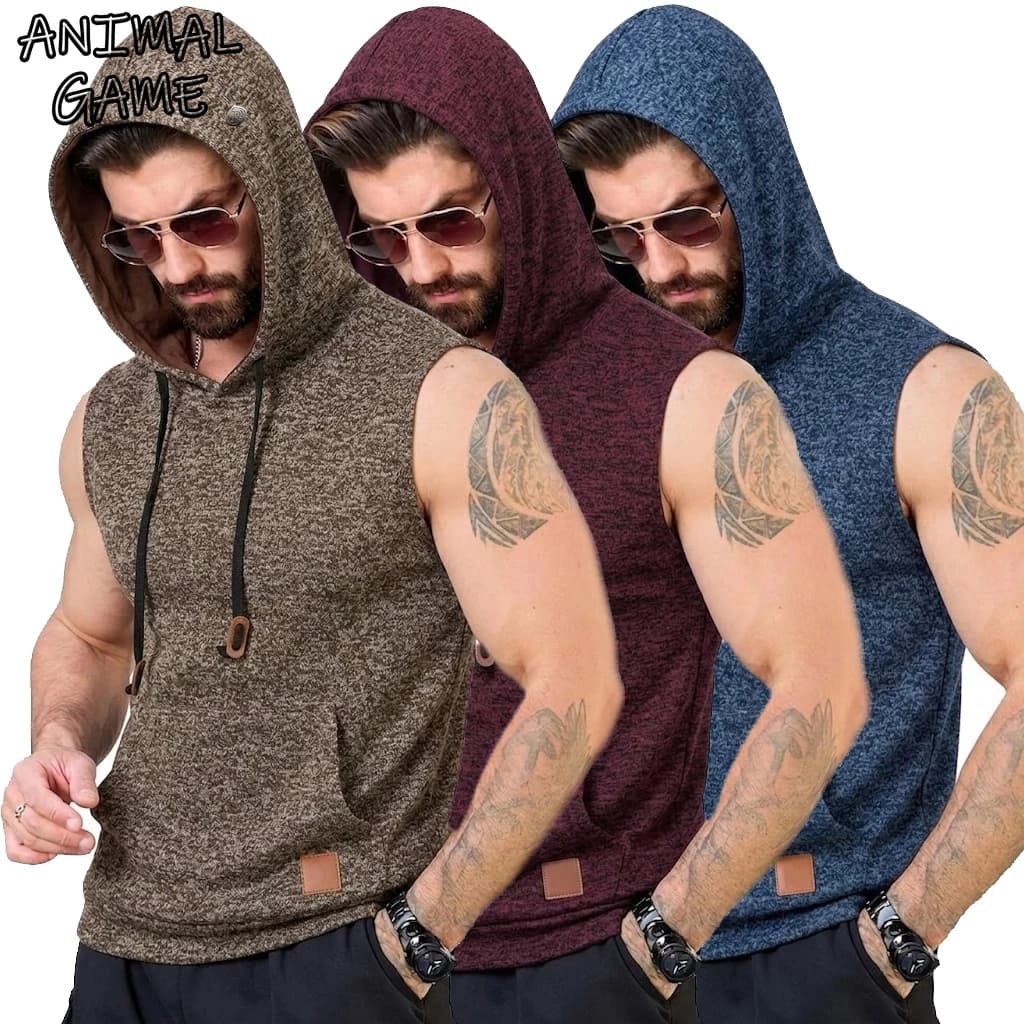 Fitness Sleeveless Hoodie Sweatshirts Lightweight Hooded Shirts Mens Daily Wear Work Shirts Luxury Clothes Sport Tank Tops