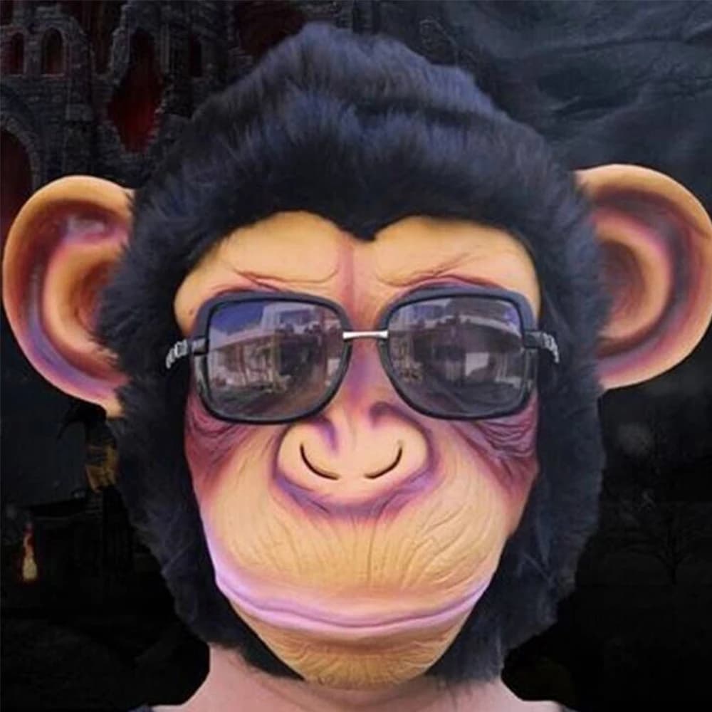 Divertente maschera da gorilla animale con orecchie grandi Maschera a pieno facciale per feste cosplay di Halloween Simpatico scimmia in maschera Decorazione ecologica in lattice