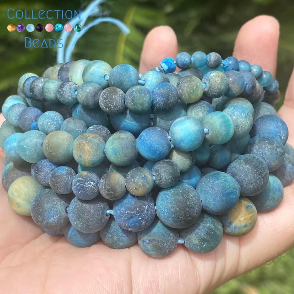 Perline di pietra naturale 4 6 8 10mm blu opaco occhio di tigre perline distanziatrici rotonde per gioielli che fanno collana di braccialetti fatti a mano fai da te 15''
