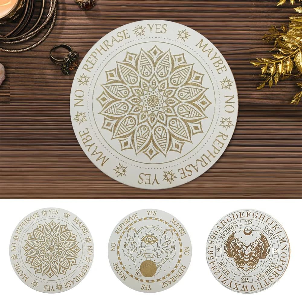 Tavola del pendolo di divinazione in legno Star Sun Moon Energy Carven Plate Healing Meditation Board Ornaments altare metafisico