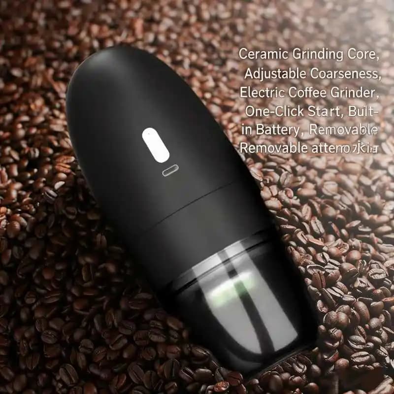 Macinacaffè Elettrico USB per Casa, TYPE-C, Regolazione della Macinatura, Nucleo in Ceramica, Macinino Portatile per Chicchi di Caffè