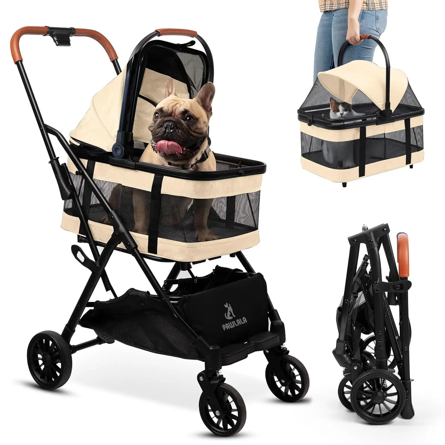 Pet Stroller with Detachable Carrier - Ideal for Small to Medium Dogs & Cats - Compact & Convenient Design - Easy Assembly Pet S