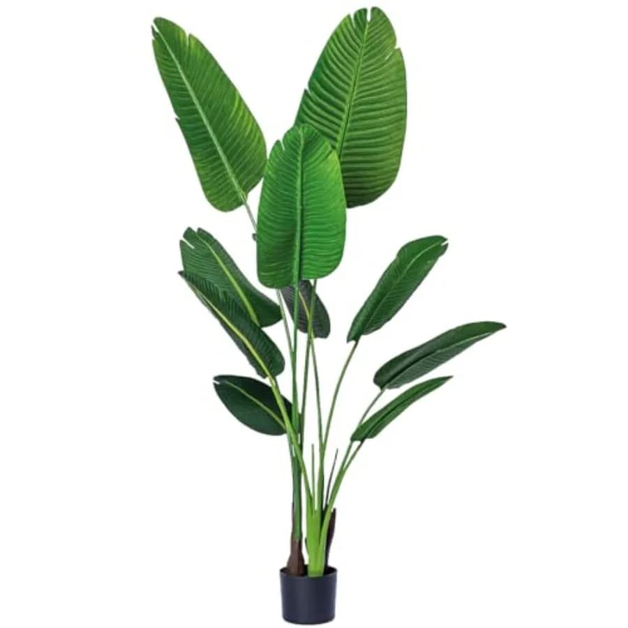 Sisalio artificial palm (Uccello del Paradiso) from 1.5 m in pot, green, for interior decorations, with realistic texture and low maintenance