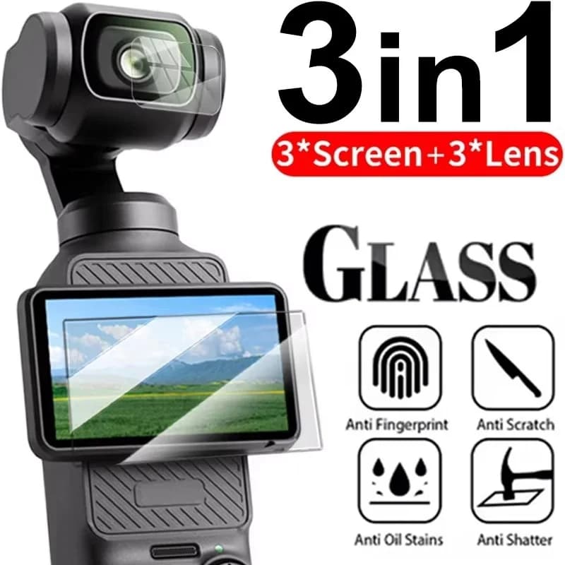 3 pezzi di vetro temperato HD per DJI OSMO Pocket 3 protezione dello schermo per DJI OSMO Pocket 3 Gimbal obiettivo della fotocamera proteggere accessori in vetro
