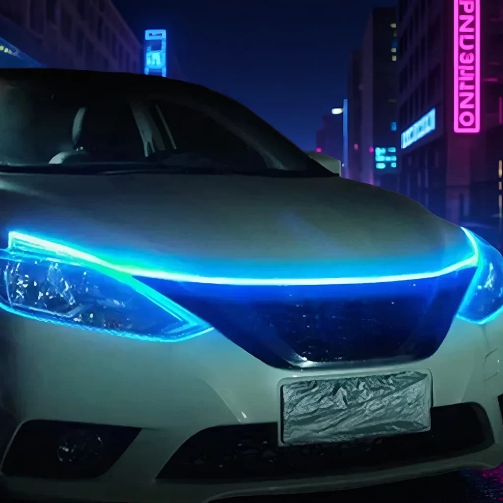 Strisce luminose a LED per cofano automobilistico - Illuminazione decorativa per alloggiamento motore con binario di guida decorativo per veicoli