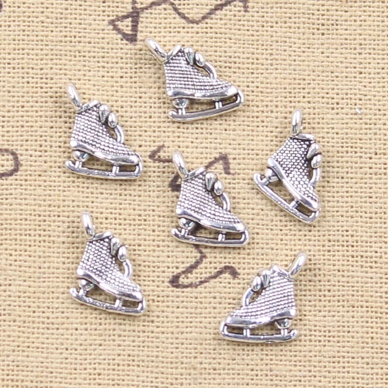20 pz Pendenti E Ciondoli Scarpe Da Pattinaggio Skate Sul Ghiaccio 13x13mm Argento Antico Pendenti di Colore Artigianato FAI DA TE Che Fanno Risultati Gioielli Tibetani Fatti A Mano