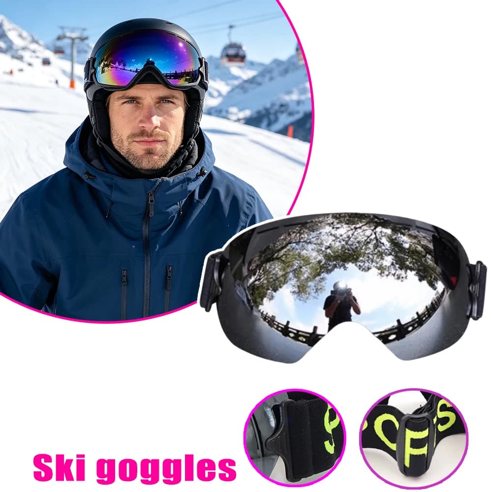 Ski Goggles Over Glasses Large Frame Single Layer Winter Snow Sports Professional Windproof Snowboard Goggles
