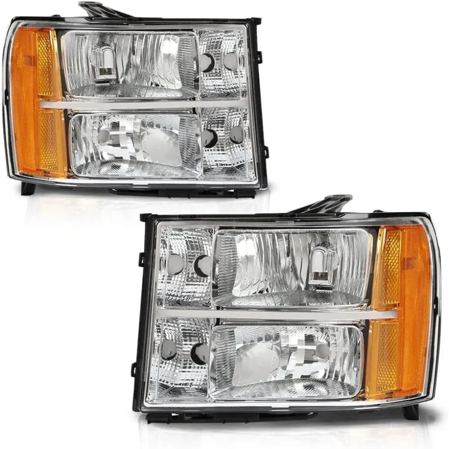 Gruppo faro anteriore compatibile con GMC Sierra 20072013 1500 2500HD 3500HD Faro in cristallo con lente trasparente e