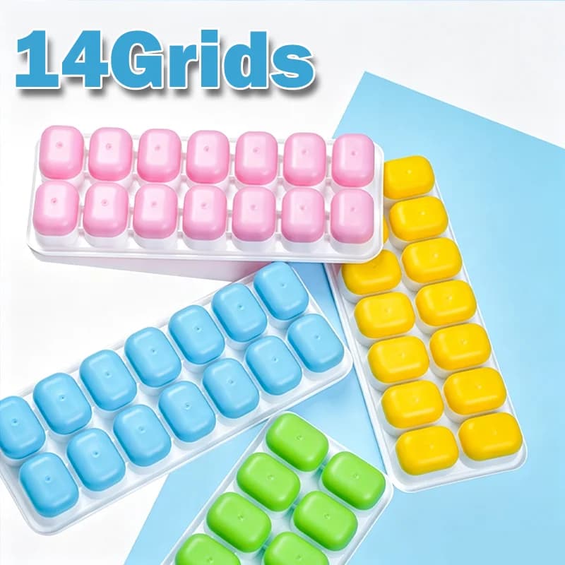 Square Silicone Ice Cube Tray 14 Grids Durable Mold Easy Release Ice Maker for Bar Pub Home Freezer Whiskey Ice Block