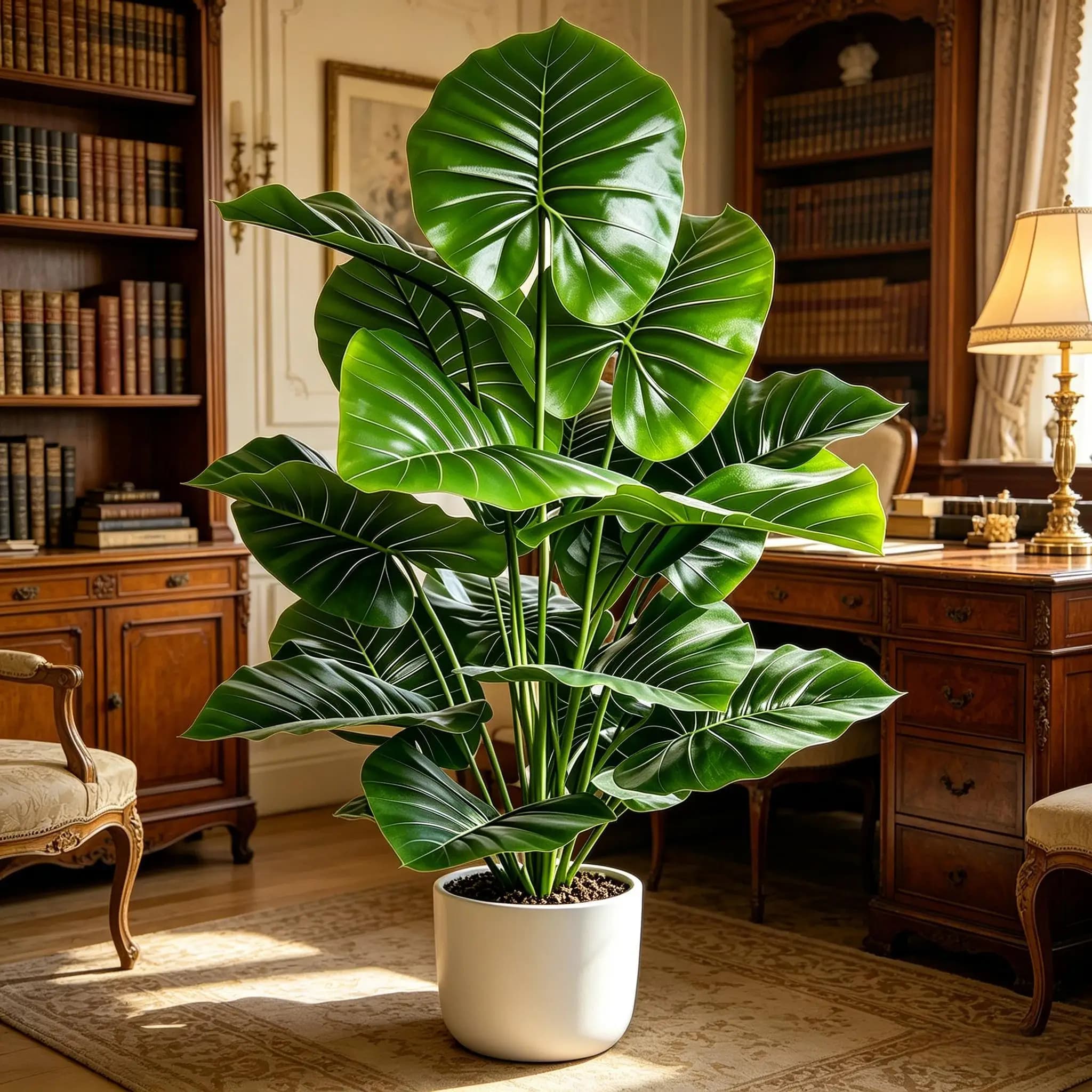Foglie Finte Rotonde a Orecchio di Elefante Effetto Reale 60-105cm, Pianta Artificiale di Taro per Decorazioni Casa Interni Esterni Giardino Ufficio Feste