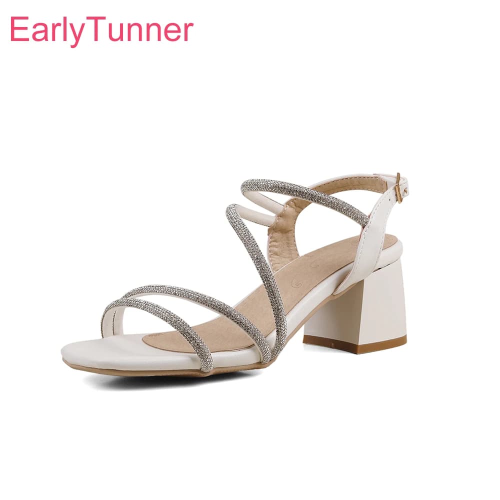 Summer Glamour Black White Women's Bridal Sandals Sexy High Heels and Big Women's Shoes Plus Small Big Size 33 43 47 52