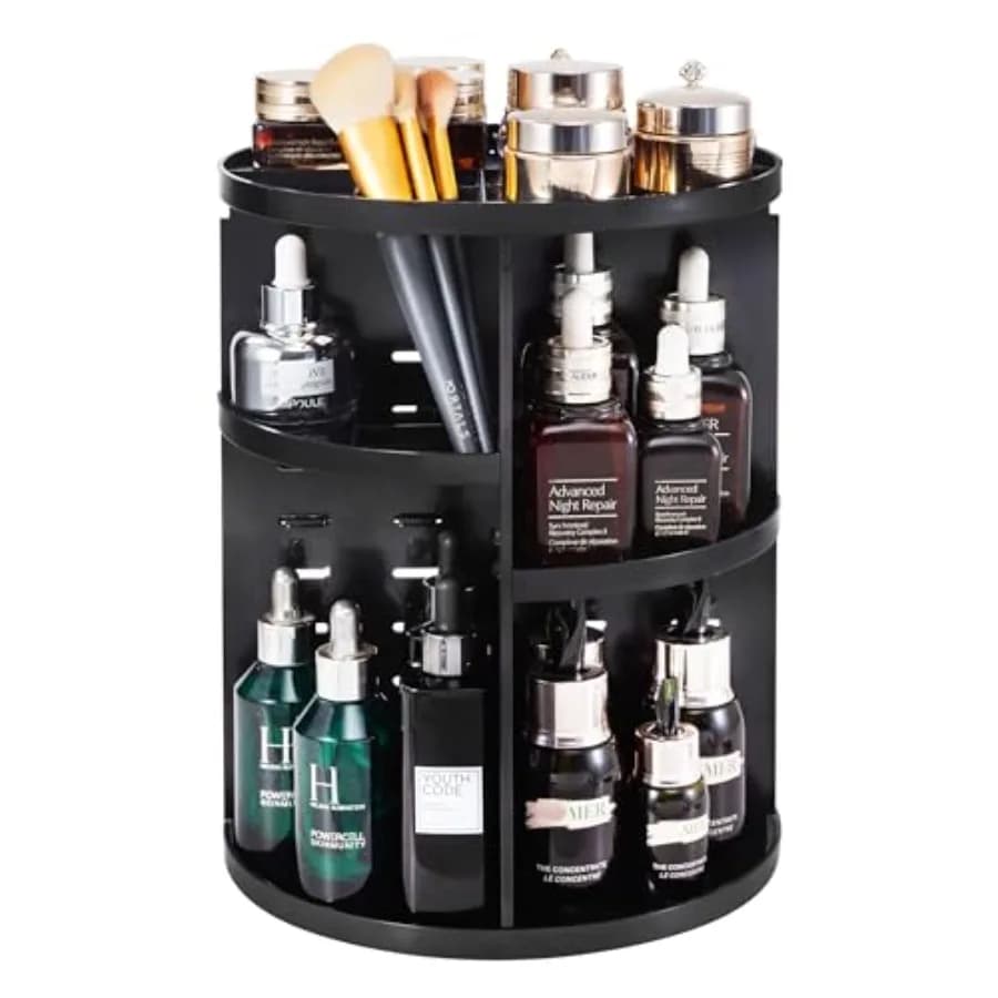 Organizzatore per trucco rotante a 360° con design rotante regolabile fai-da-te per un facile accesso Scatola per esposizione pieghevole per cosmetici con La