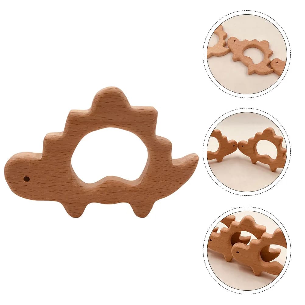 Set di 3 Massaggiagengive per Neonati a Forma di Animali, in Legno di Faggio Premium, Cavo, per Alleviare il Dolore della Dentizione e Favorire la Crescita dei Molari