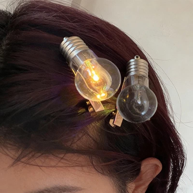 1Pcs New Funny Luminous Hairpin Lighted Bulb Shape Hair Clips For Women Strange Creative Party Hairpins Girls Hair Accessories