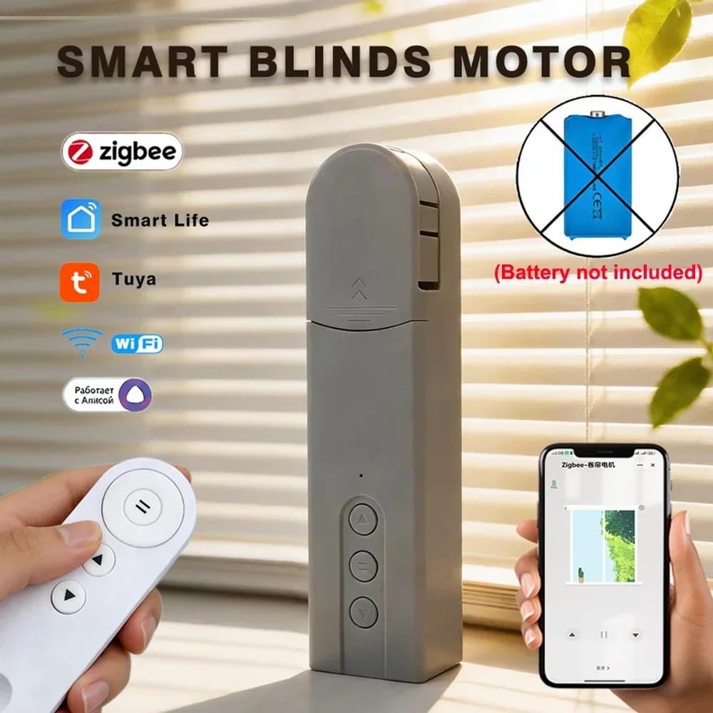 Motore per Tende Elettriche Tuya Smart Zigbee/WiFi Senza Batteria, Controllo Vocale con Alexa, Google Home e Alice