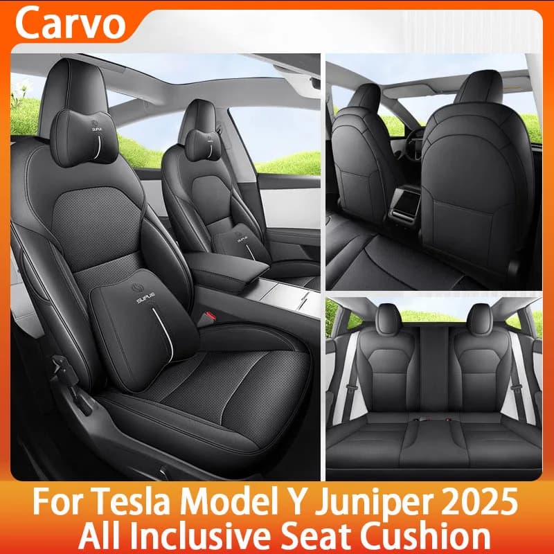 Car Seat Covers for Tesla Model Y Juniper 2026 Accessories 2025 PU Leather Full Set Soft Breathable Seat Cushion Protectors