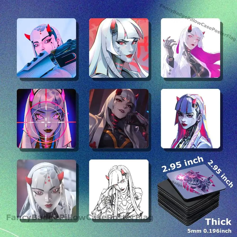 S-Shion O-Overwatch Acrylic Refrigerator Magnets Square Tiles with Magnetic Sheets for Home Decoration