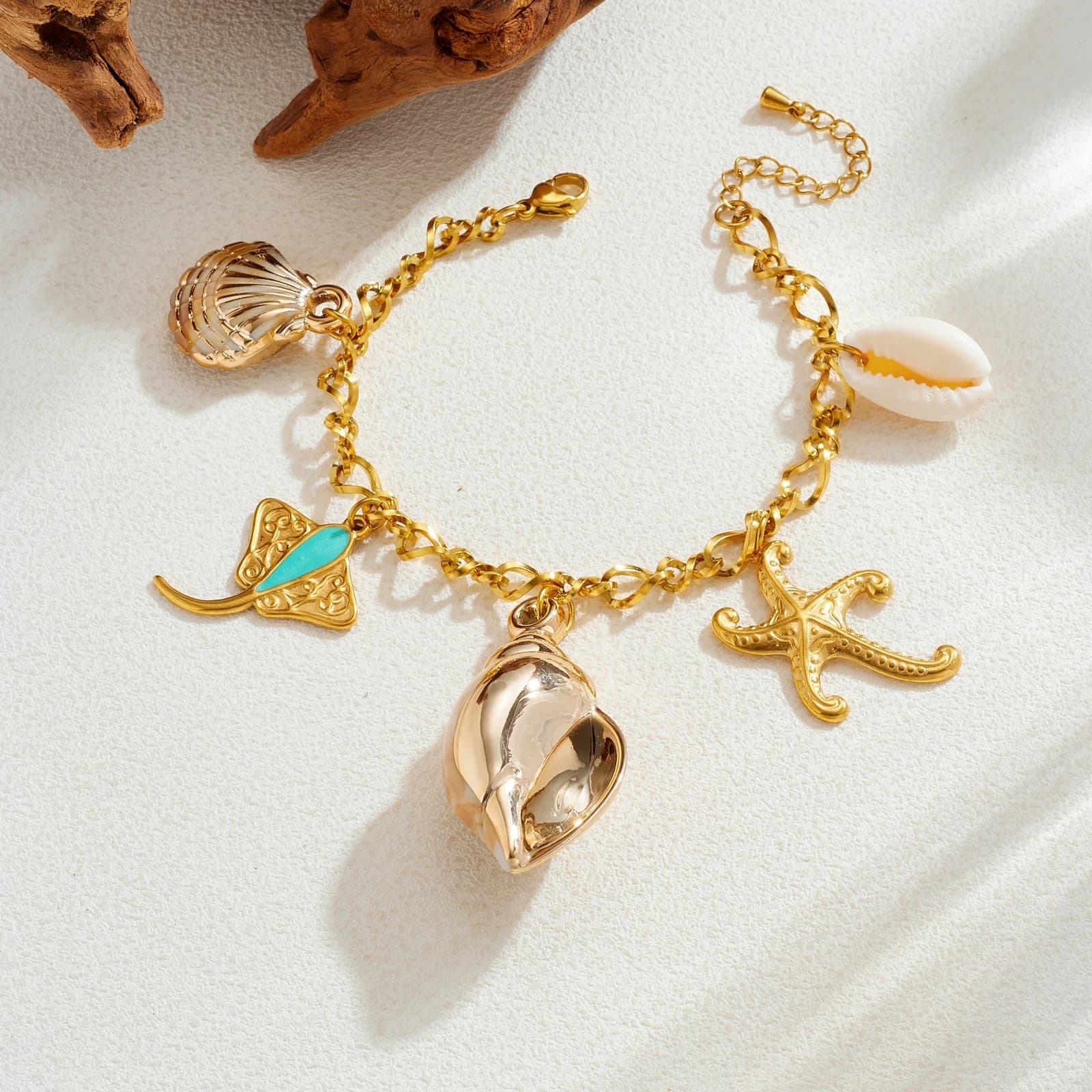 Bracciale con ciondolo a forma di stella marina in acciaio inossidabile 316L per donna e ragazza, delicato, alla moda, gioiello da spiaggia, regalo per feste e vacanze