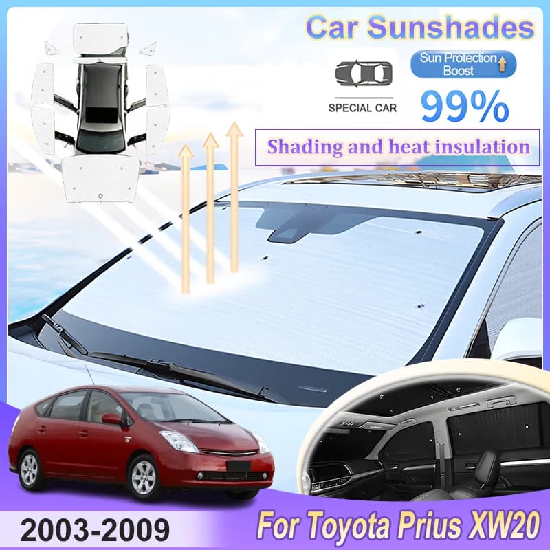 Car Sunshade For Toyota Prius XW20 2003~2009 Windshield Curtain UV Protection Sunshade Side Window Anti-UV Visor Car Accessories