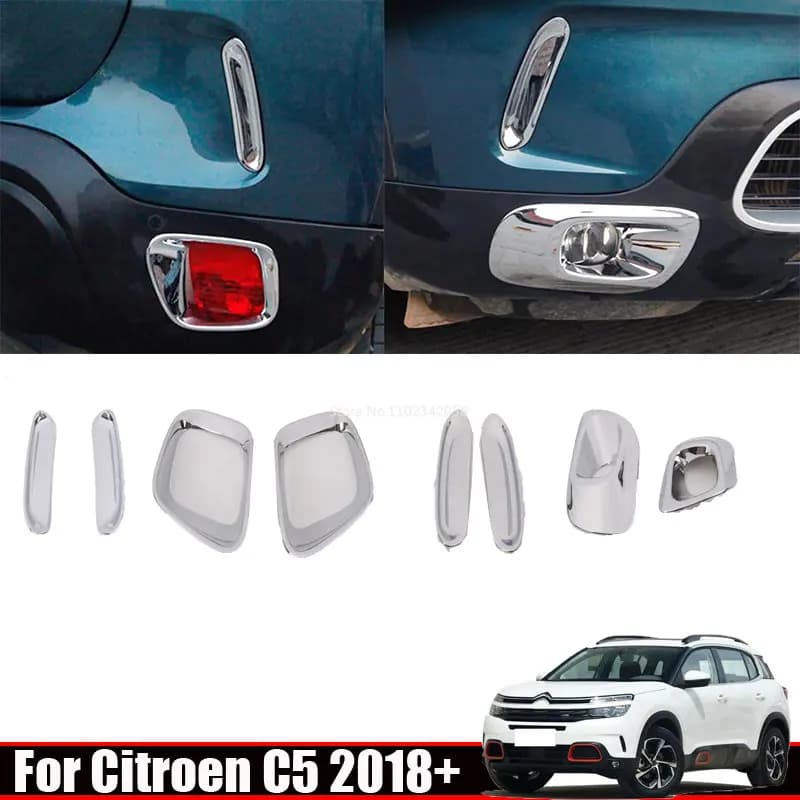 Per Citroen C5 Aircross 2018 - 2021 ABS cromato paraurti anteriore posteriore fendinebbia copertura della lampada telaio Auto Trim Kit esterno accessori