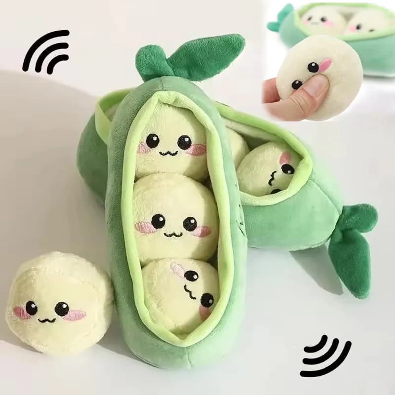 Multi Sound Pea Pod Plush Dog Toy Interactive Snuffle Training Chew Toy Bite Resistant Teething For Small Corgi Puppy Play Relie
