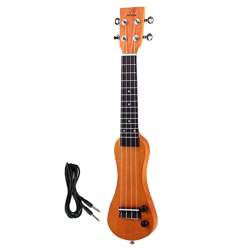 Ukulele elettrico da 21 pollici in legno massello creativo con guscio di arachidi in mogano a forma di arachidi UKE