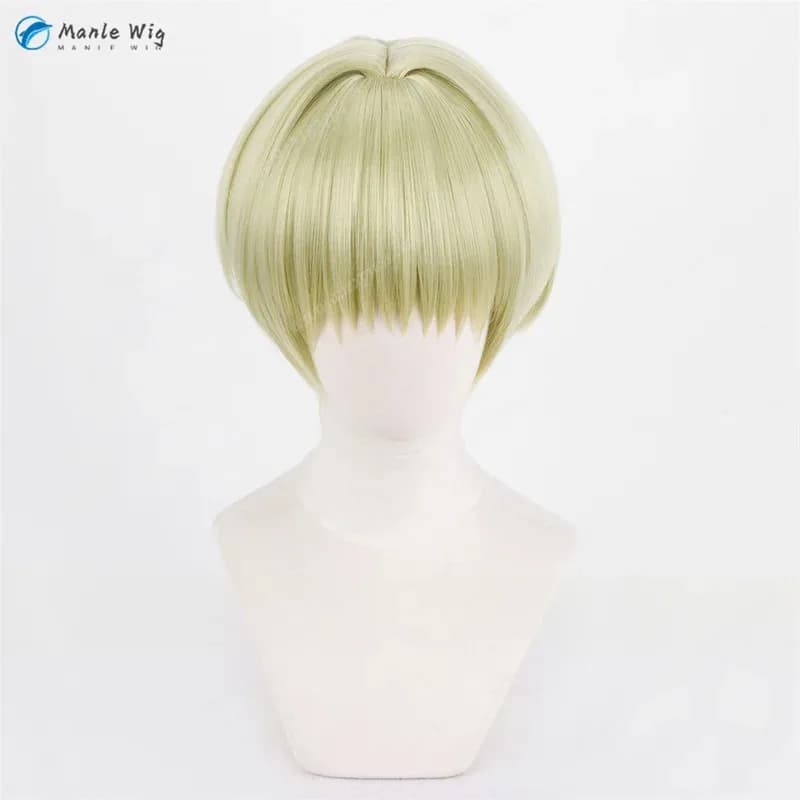 Hunter Shalnark 30 cm parrucche corte verdi gialle resistenti al calore capelli sintetici costume cosplay anime + cappuccio per parrucca