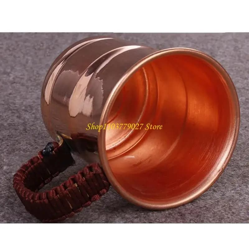C4DF Manico intrecciato per tazza multiuso in rame per birra, succhi latte, bicchieri resistenti alla corrosione, con comoda