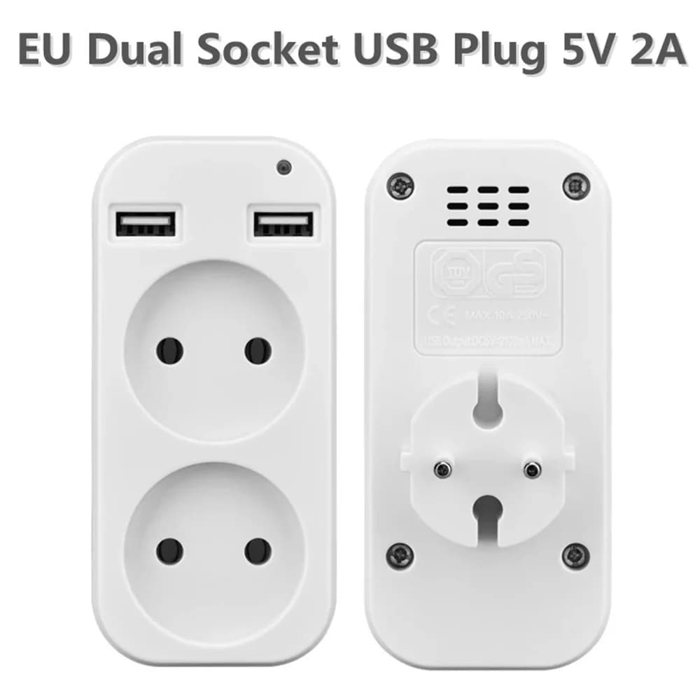 European USB Socket 2AC 2USB Plug Portable Converter Wall Mounted Multifunction Converter Germany France Russia Universal Socket