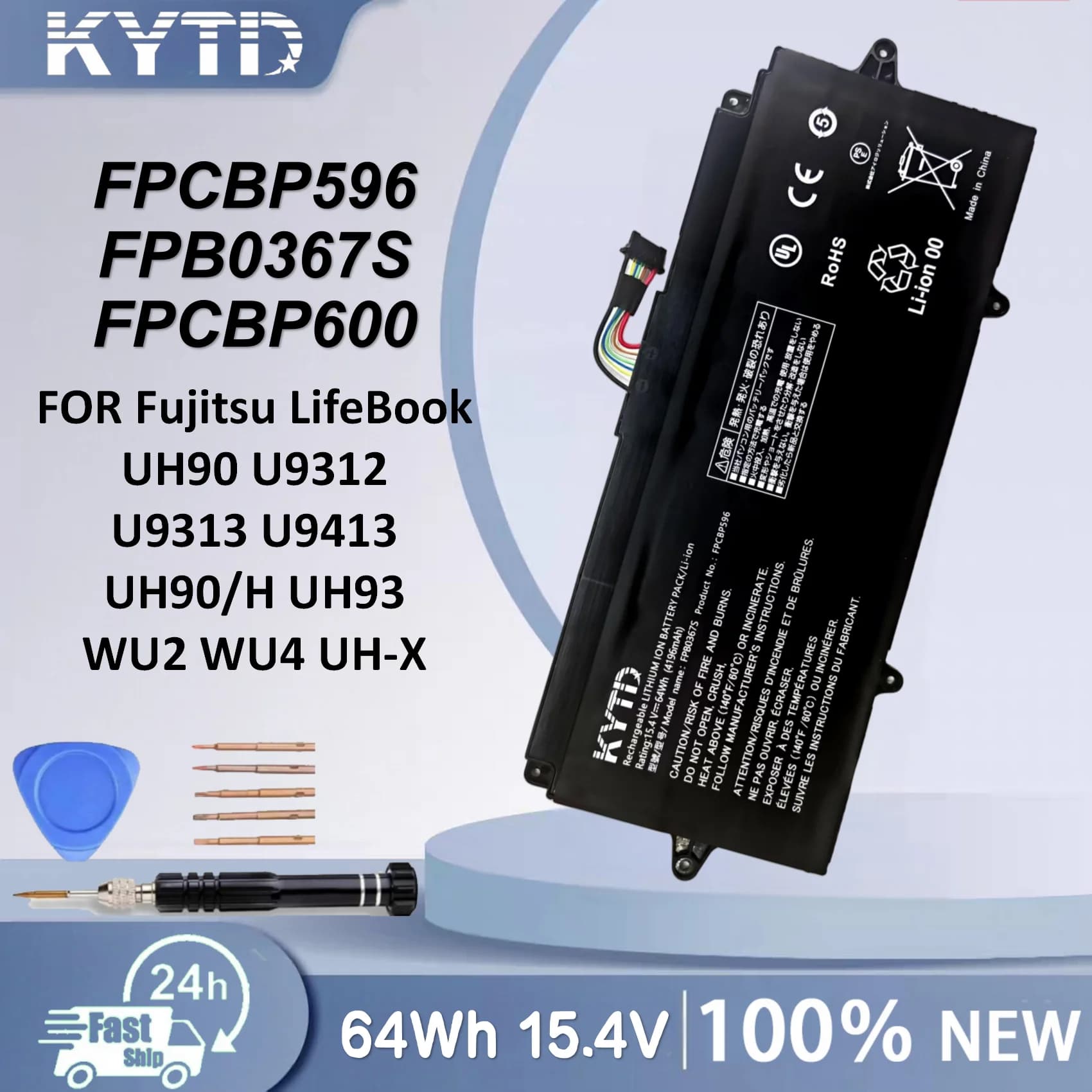 Batteria per laptop KYTD per Fujitsu LifeBook UH90 U9312 U9313 U9413 UH90/H UH93 serie WU2 FPCBP596 FPB0367S FPCBP600 15.4V 4196mAh