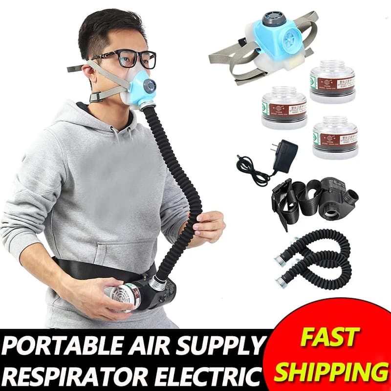 8-in-1 Electric Breathing Mask with Air Supply for Powder Protection in Mining Industry and Professional Use