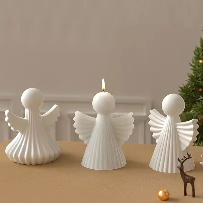 2026 new model angel silicone candle mold wing stripe grid design for aromatherapy wax resin polymer clay statue making tool