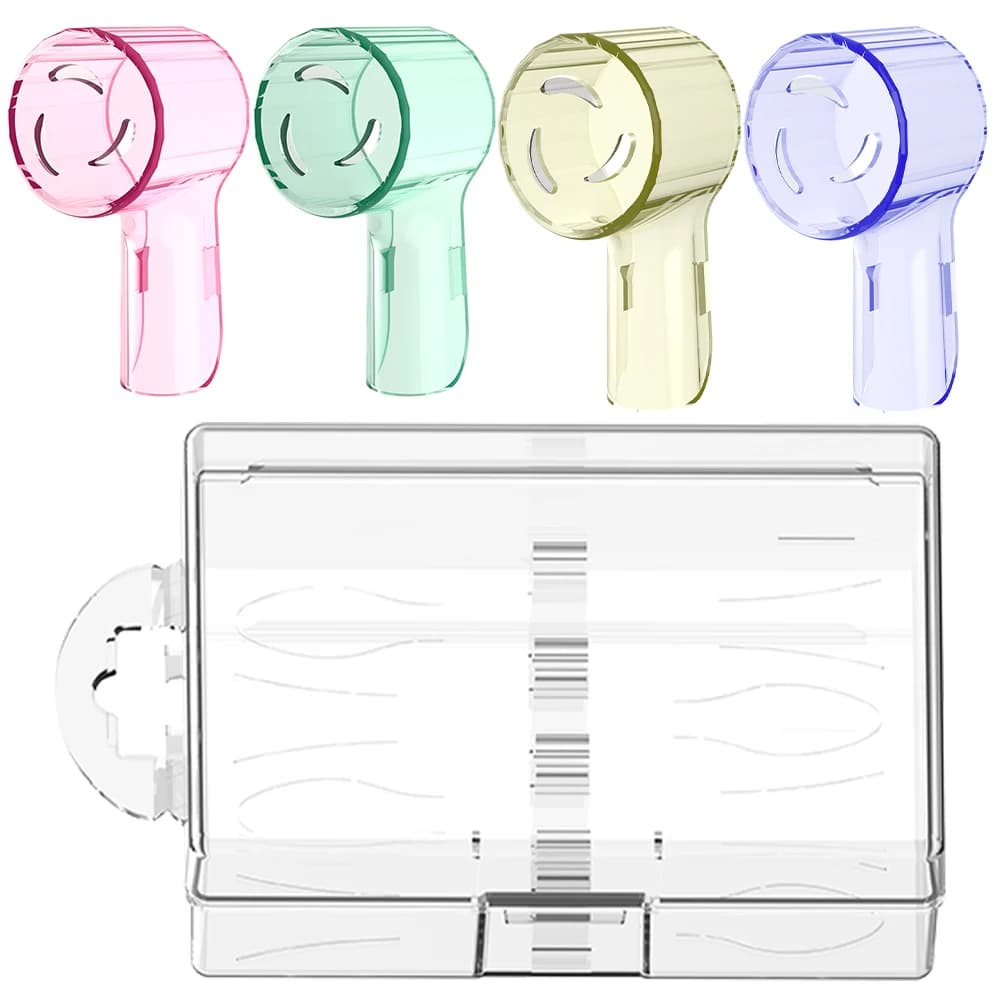 Travel bag for toothbrush heads with 4 dust cover for travel heads, compatible with all Oral B electric brushes