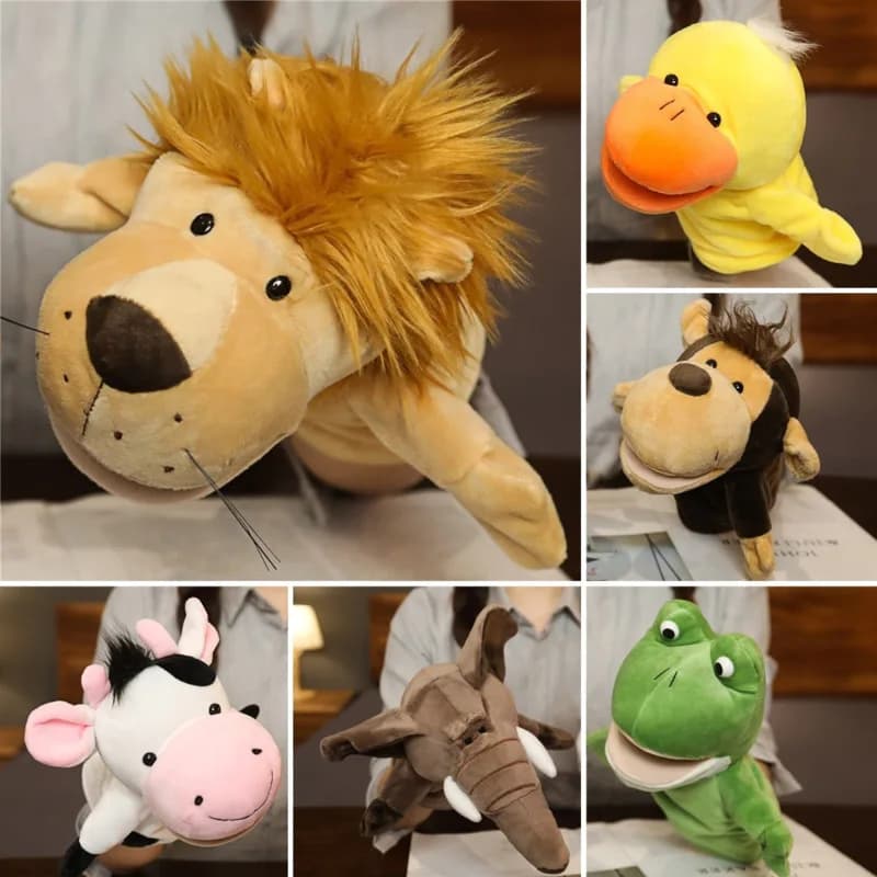 Animali di peluche ripieni Giocattoli Mano Dito Storia Burattino Bambole Kawaii Giocattoli educativi per bambini Leone Elefante Coniglietto Scimmia Regali per bambini