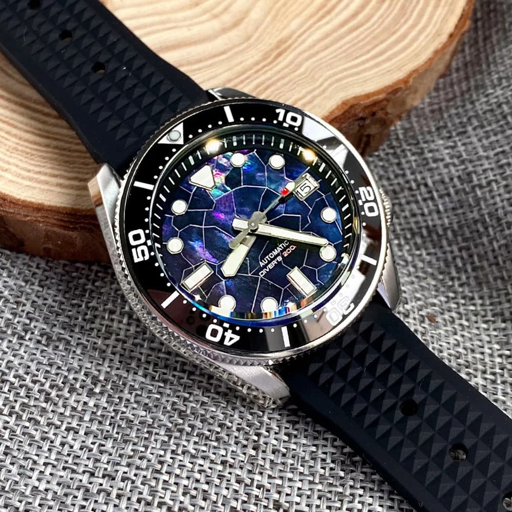 Luxury Tandorio 42.5 mm SBDX001 MM300 NH35 Shell Dial Sapphire Glass 200M Water Resistant Dive Mechanical Watch for Men Lume