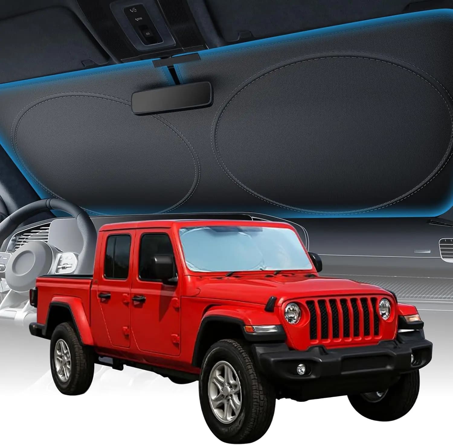 Parasole per Parabrezza Auto 2025 Aggiornato - Protezione UV e Riduzione del Calore, Nessuna Infiltrazione di Luce, Pieghevole, Extra Piccolo (60"x21")