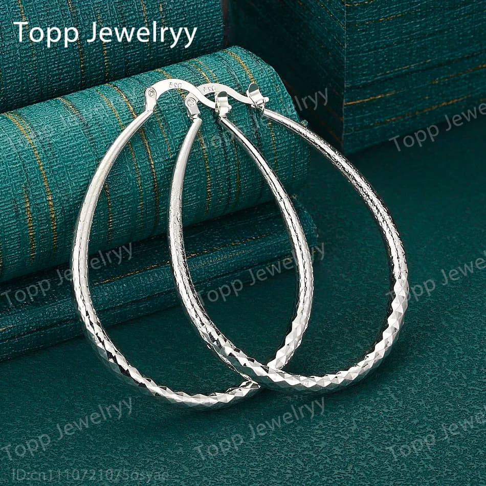 Orecchini pendenti scintillanti da 50 mm in argento sterling 925 per donna, eleganti e affascinanti, gioielli da regalo per matrimonio