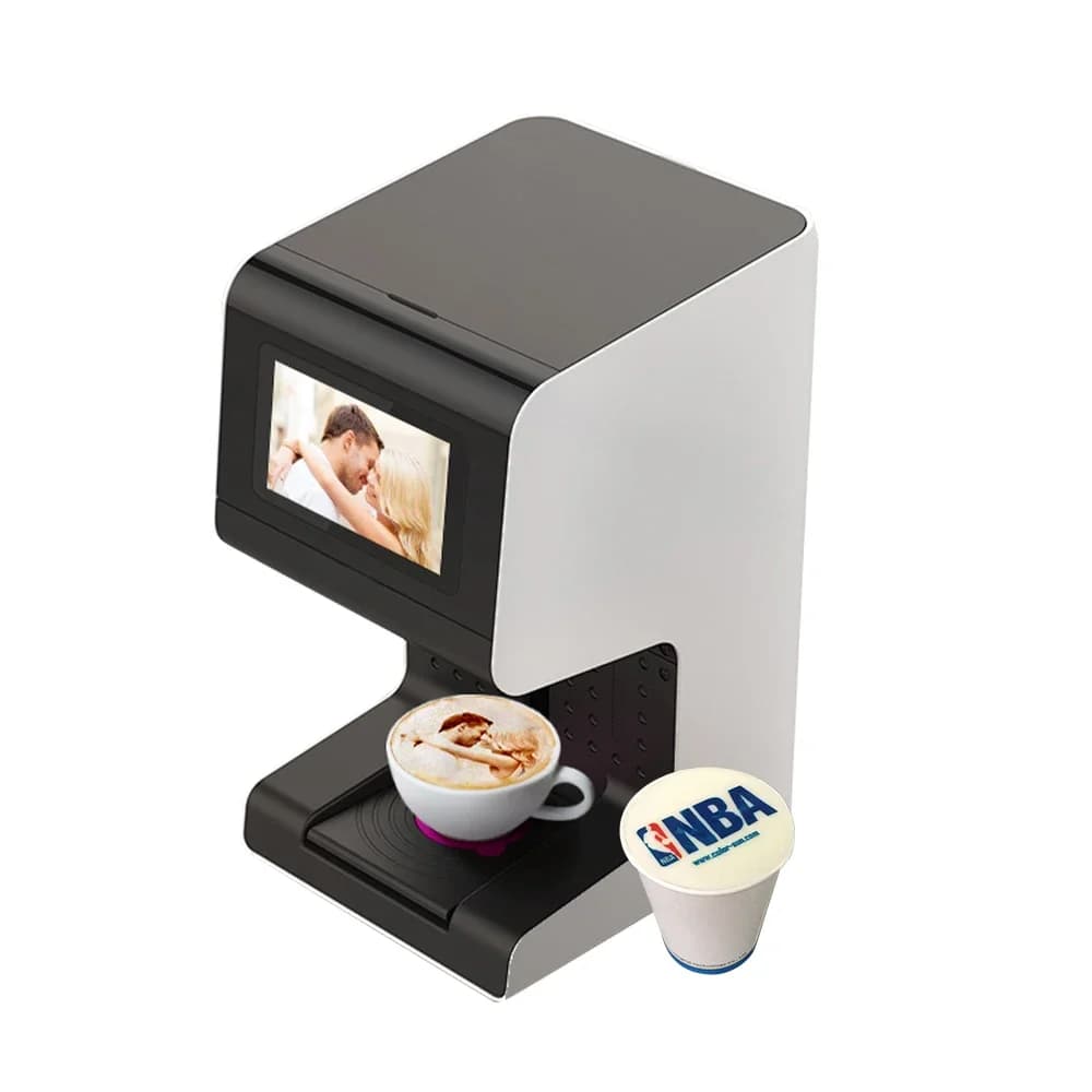 Stampa automatica 3d di inchiostro commestibile commerciale di lusso e macchina per latte Cafe Selfie Coffee Stampante fai da te per biscotti torta