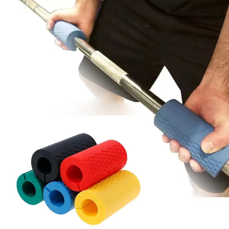Silicone Bar Handle Grips Anti Slip Dumbbell Sleeve Fitness Accessories Protection For Deadlift Weightlifting Home Gym Workout