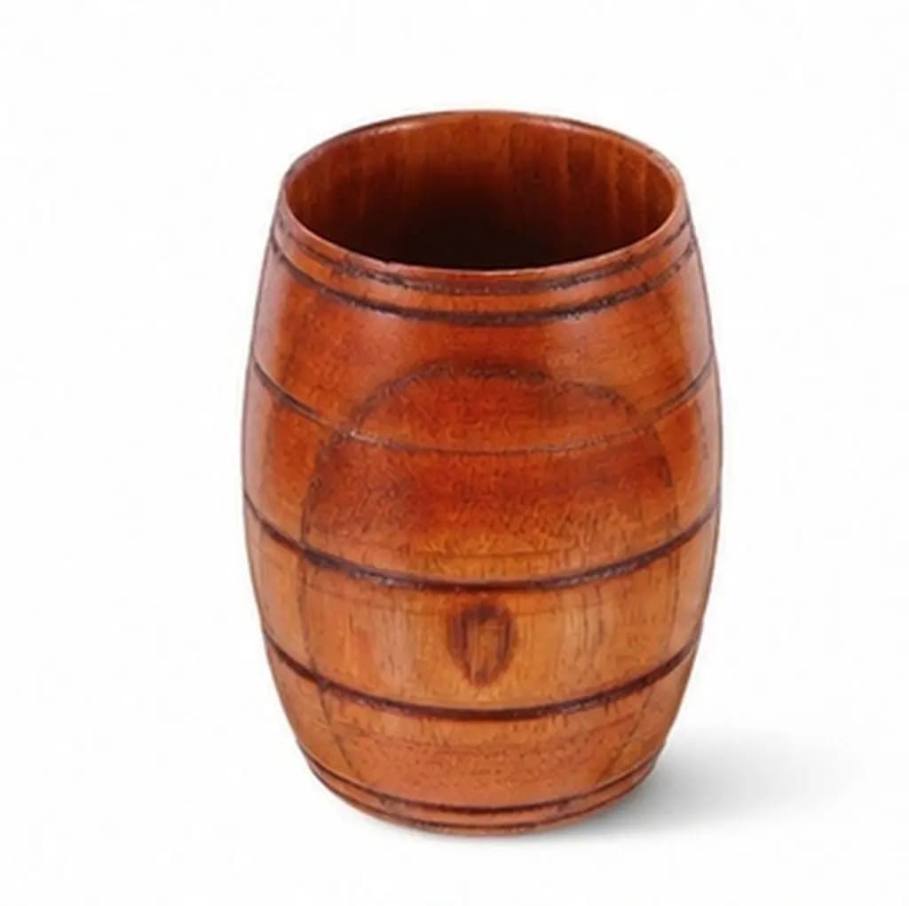 Wooden Barrel Beer Mug Natural Wood Drinking Cup for Beer Coffee Tea Water Whiskey Wine Outdoor Travel Home Office Kitchen Use