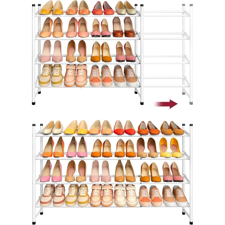 Scarpiera espandibile per armadio Scaffale per scarpe impilabile regolabile a 4 livelli 2941 Organizzatore per scarpiera in metallo per porta d'ingresso