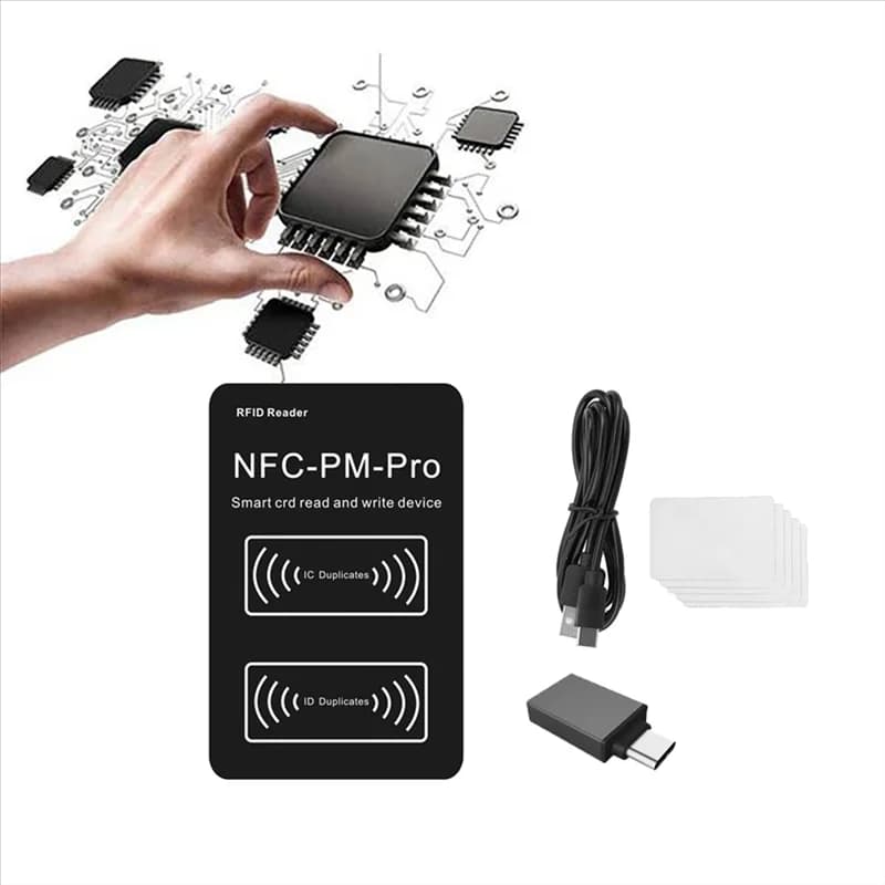 A69Z RFID Smart Chip Reader Decoder PM PRO + 5XUID Card NFC Copiatrice Chiave 13.56Mhz 125Khz Badge Scrivi Token ID IC Tag Clone