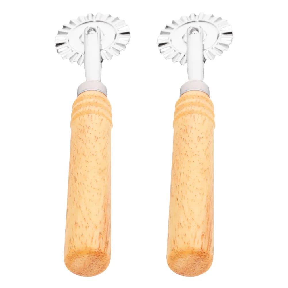 Set di 2 Rulli Tagliapizza in Legno e Lega per Impasto, Pasta, Crosta, Strumenti da Cucina per Cottura Pizza
