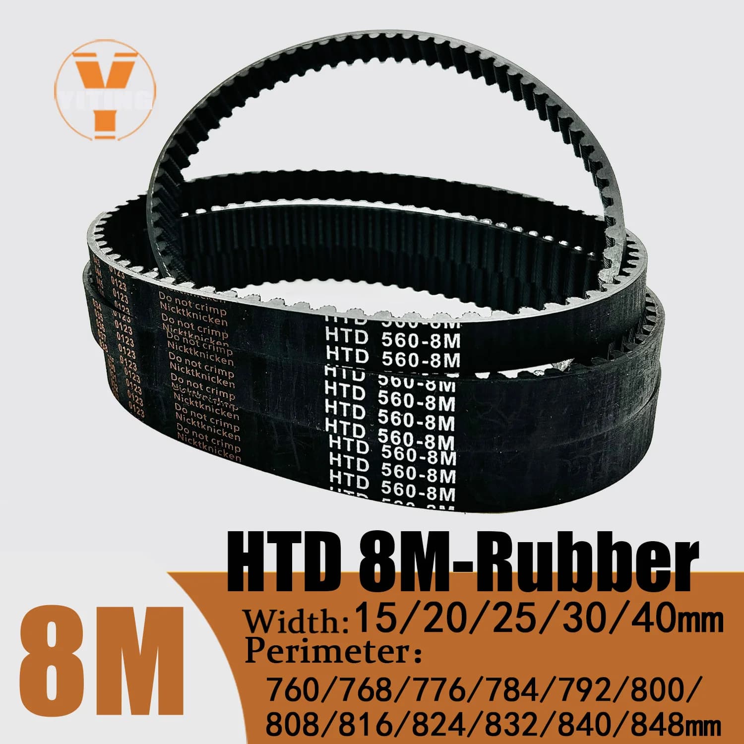 HTD 8M Lunghezza cinghia dentata 760/768/776/784/792/800/808/816/824/832/840/848mm Larghezza 15/20/25/30/40mm HTD8M Cinghie sincrone chiuse