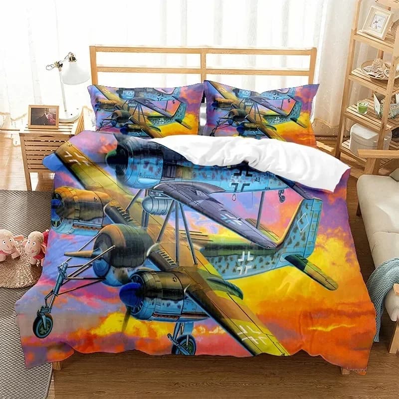 Aereo Fighter Flying Jet Comodo copripiumino copripiumino Federa Set biancheria da letto Decorazione camera da letto per bambini Tessili per la casa
